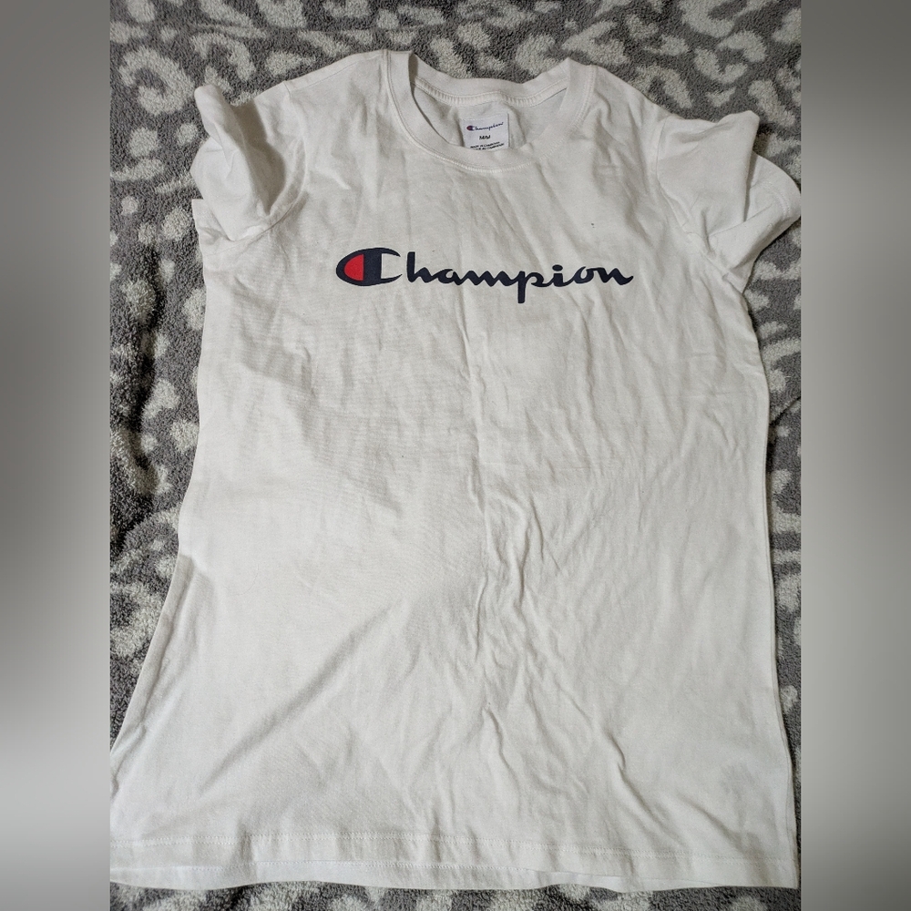 2/25$ Champion White Tee with Logo